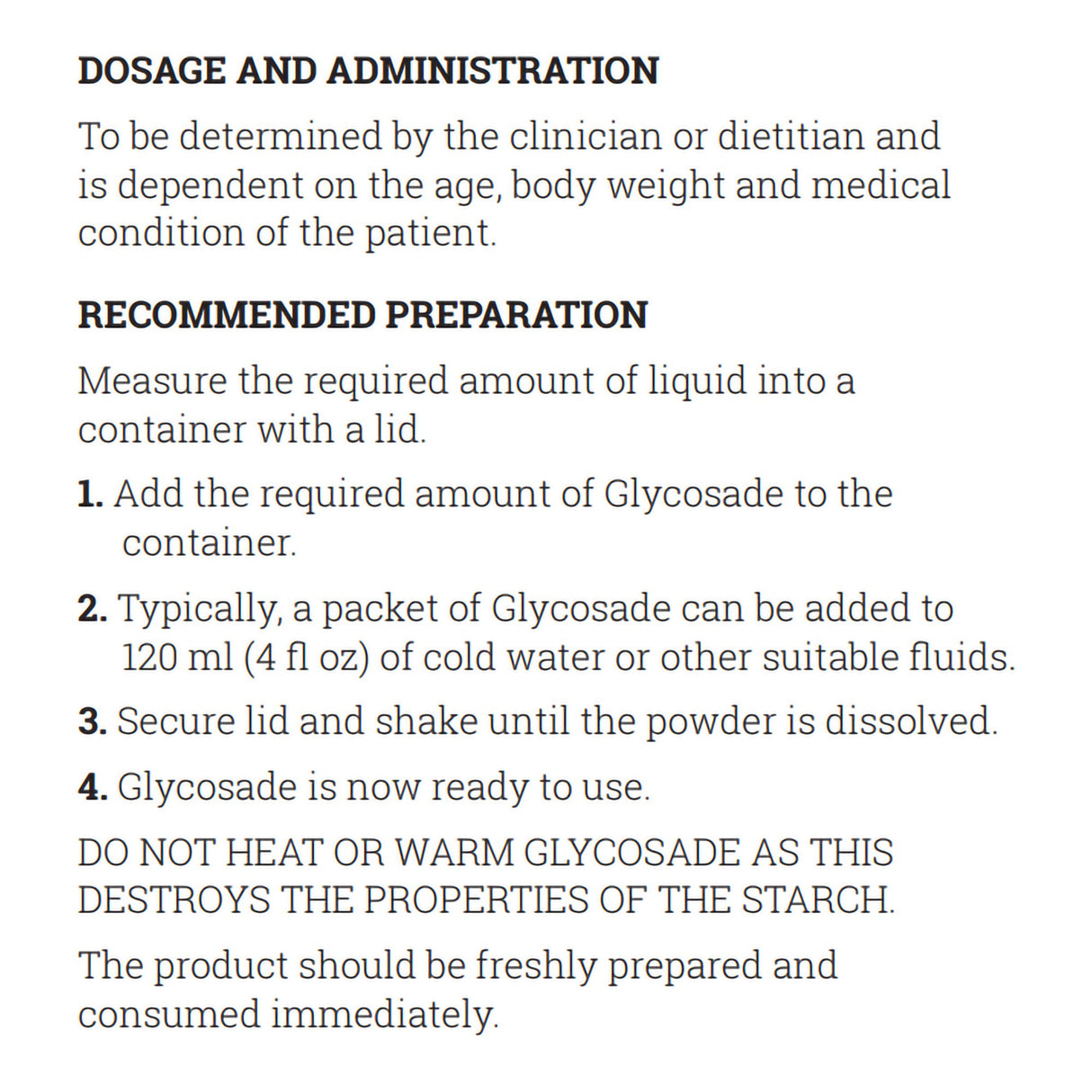 Oral Supplement Glycosade® Unflavored Powder 60 Gram Individual Packet - BeHope