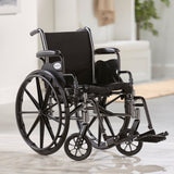 Lightweight Wheelchair McKesson Dual Axle Desk Length Arm Swing-Away Footrest Black Upholstery 16 Inch Seat Width Adult 300 lbs. Weight Capacity - BeHope