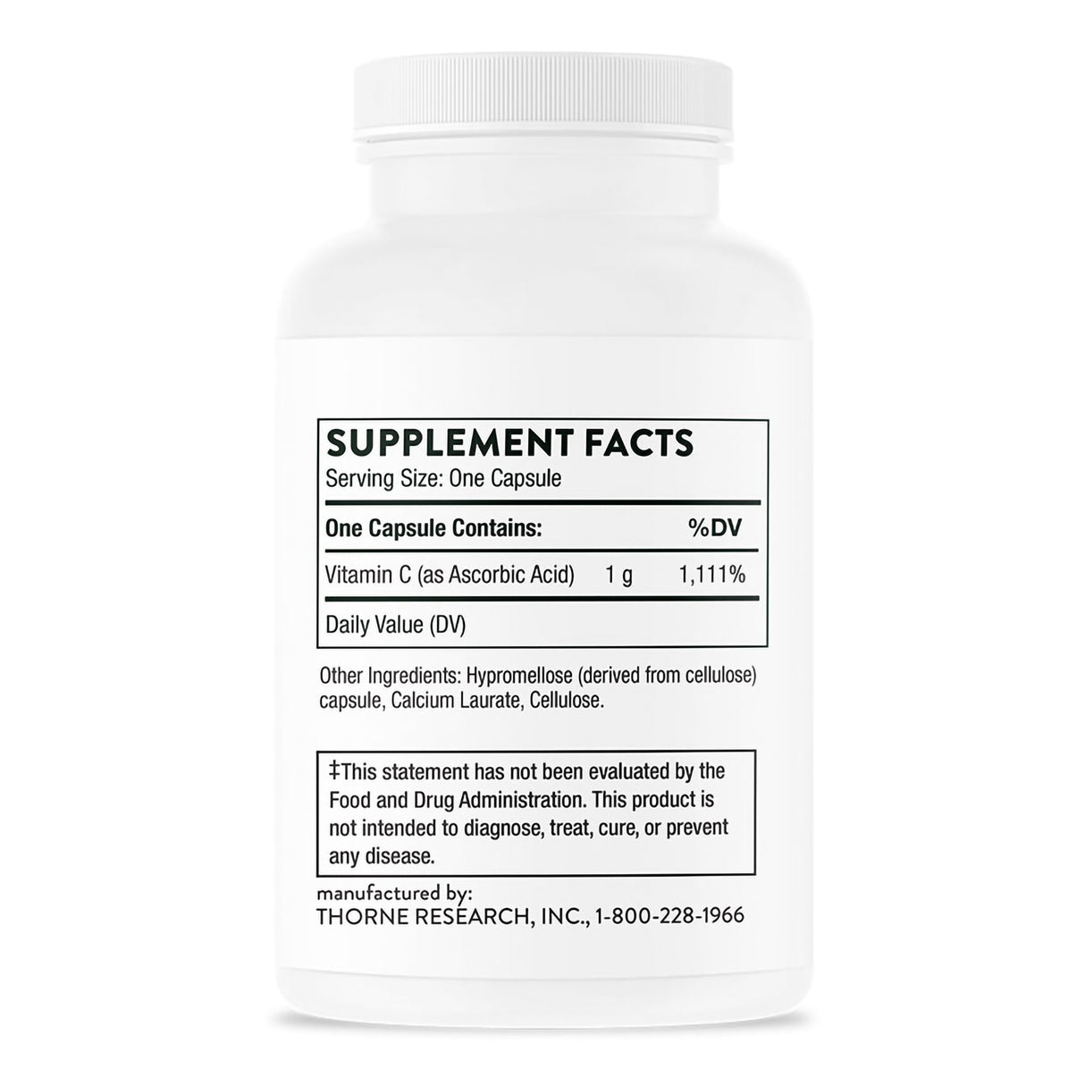 Vitamin C Supplement THORNE Ascorbic Acid Vitamin C 1 Gram Strength Capsule 60 per Bottle