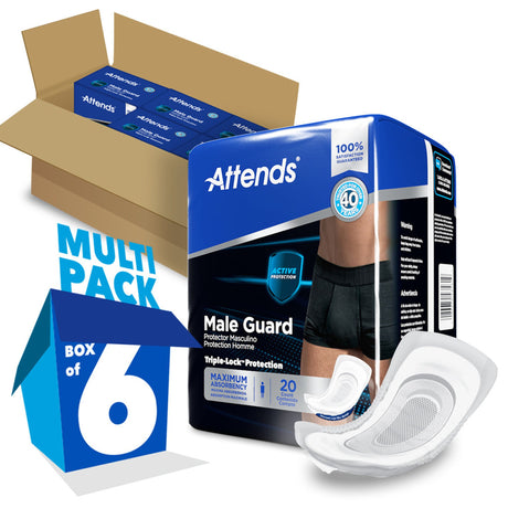 Bladder Control Pad Attends® Male Guard 12-1/2 Inch Length Heavy Absorbency Polymer Core One Size Fits Most - BeHope