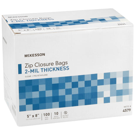 Reclosable Bag McKesson 5 X 8 Inch Polyethylene Clear Zipper Closure