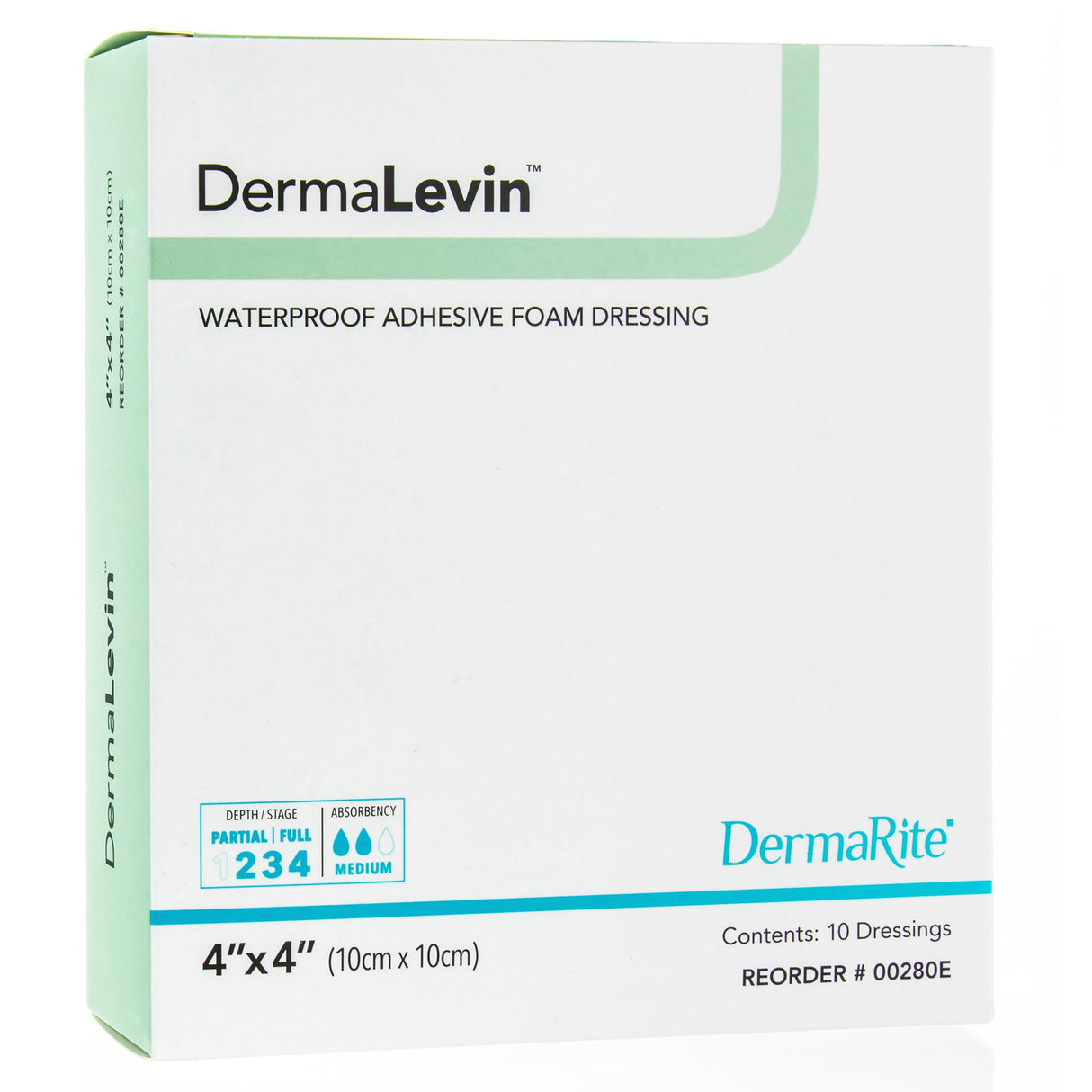 Foam Dressing DermaLevin® 4 X 4 Inch With Border Waterproof Backing Hydrocolloid Adhesive Square Sterile - BeHope