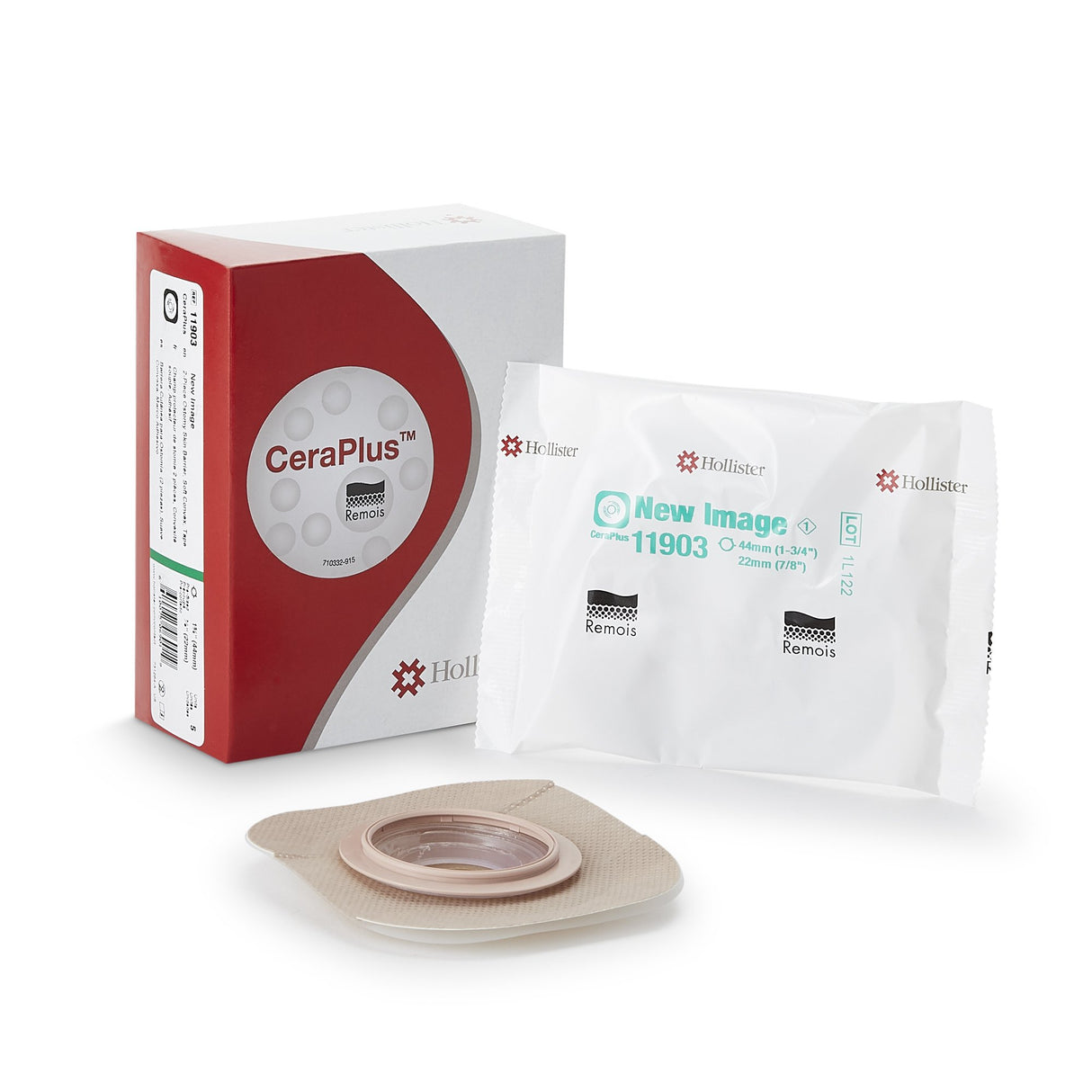 Ostomy Barrier New Image™ CeraPlus™ Precut, Extended Wear Adhesive Tape Borders 44 mm Flange Green Code System 7/8 Inch Opening - BeHope