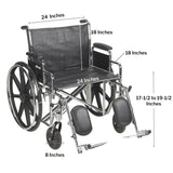 Bariatric Wheelchair McKesson Dual Axle Desk Length Arm Swing-Away Elevating Legrest Black Upholstery 24 Inch Seat Width Adult 450 lbs. Weight Capacity - BeHope