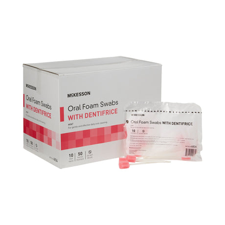 Oral Swab McKesson Dentifrice Foam Tip 10 per Pack - BeHope