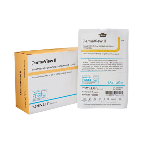 Transparent Film Dressing DermaView II™ 2-3/7 X 2-3/4 Inch Frame Style Delivery Rectangle Sterile - BeHope