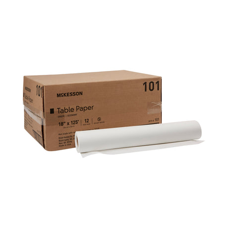 Table Paper McKesson 18 Inch Width 125 Foot Length White Crepe - BeHope
