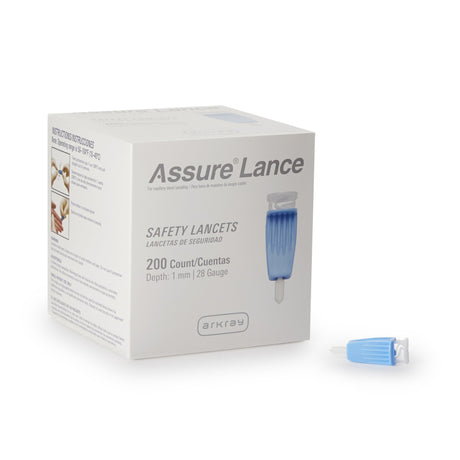 Safety Lancet Assure® 28 Gauge Protective Safety Cap Push Button Activation Finger - BeHope