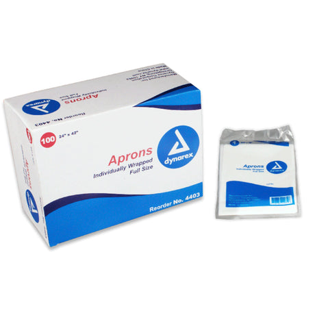 General Purpose Apron Dynarex White Disposable - BeHope