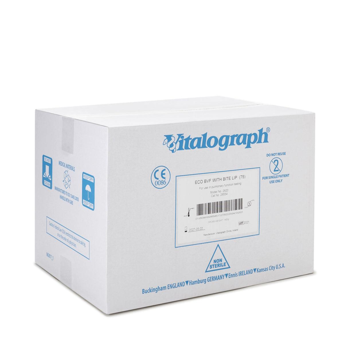 Eco BVF Filter BVF with Plastic Bite Lip (75) For MediSoft and Office Spirometers - BeHope