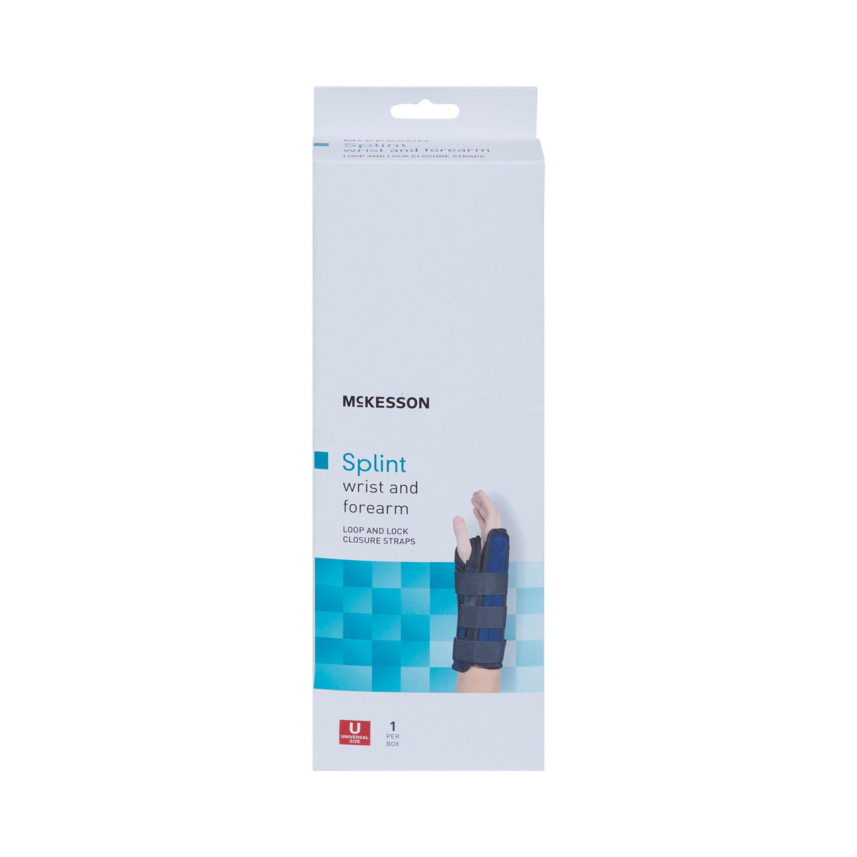 Wrist / Forearm Brace McKesson Aluminum / Nylon / Foam / Flannelette Right Hand Black / Blue One Size Fits Most - BeHope