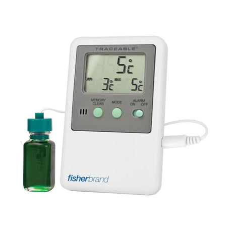 Digital Refrigerator / Freezer Thermometer with Alarm Fisherbrand Traceable Fahrenheit / Celsius -58 to +158F (-50 to +70C) Bottle Probe Door / Wall Mount Battery Operated - BeHope