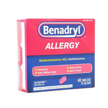 Allergy Relief Benadryl® 25 mg Strength Tablet 48 per Box - BeHope