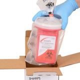 Mailback Sharps Container Sharps Recovery System Red Base 4-1/2 L X 4-1/2 W X 7 H Inch Vertical Entry 0.25 Gallon