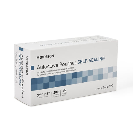 Sterilization Pouch McKesson Ethylene Oxide (EO) Gas / Steam 3-1/2 X 5 Inch Transparent Blue / White Self Seal Paper / Film - BeHope