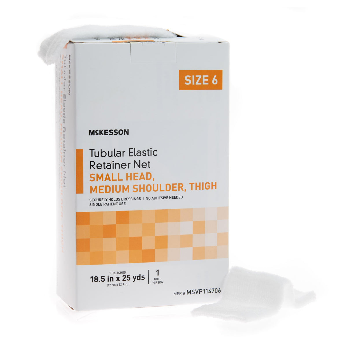 Elastic Net Retainer Dressing McKesson Tubular Elastic 18-1/2 Inch X 25 Yard (47 cm X 22.9 m) Size 6 White Small Head / Medium Shoulder / Thigh NonSterile - BeHope
