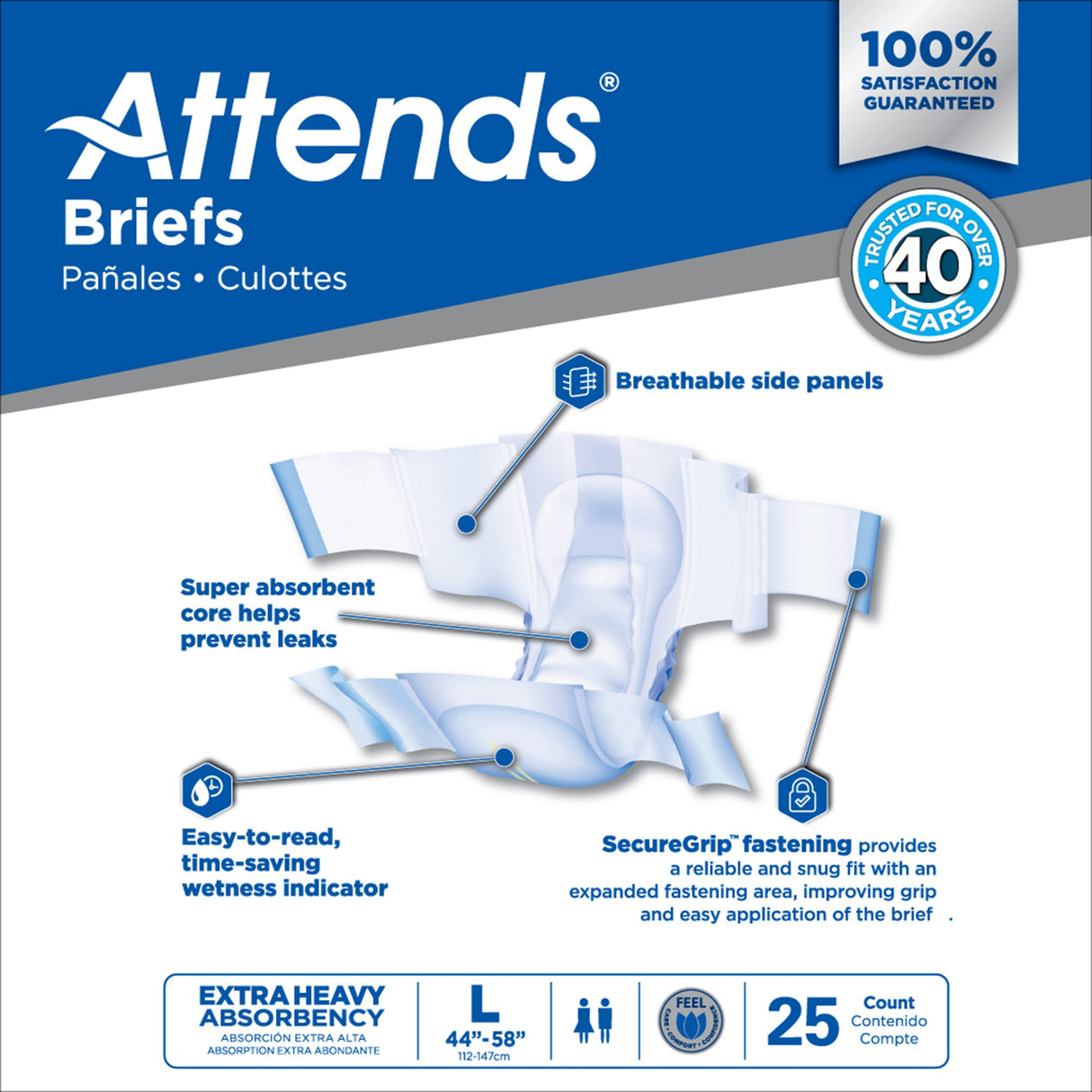 Unisex Adult Incontinence Brief Attends® Care Advanced Large Disposable Heavy Absorbency - BeHope