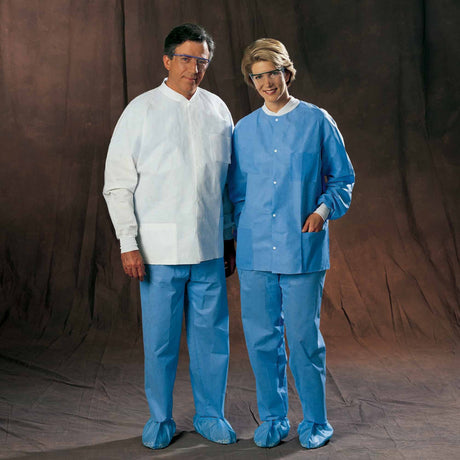 Lab Jacket White Medium Hip Length 3-Layer SMS Disposable - BeHope