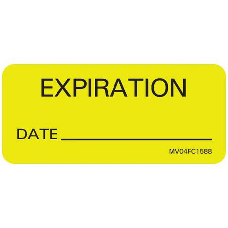 Pre-Printed Label MedVision® Auxiliary Label Yellow Paper Expiration Black Quality Control Label 1X 2-1/4 Inch - BeHope