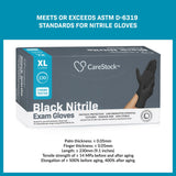 Exam Glove CareStock X-Large NonSterile Nitrile Standard Cuff Length Fully Textured Black Not Rated - BeHope