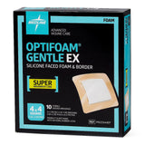 Foam Dressing Optifoam® Gentle EX 4 X 4 Inch With Border Waterproof Backing Silicone Face and Border Square Sterile - BeHope