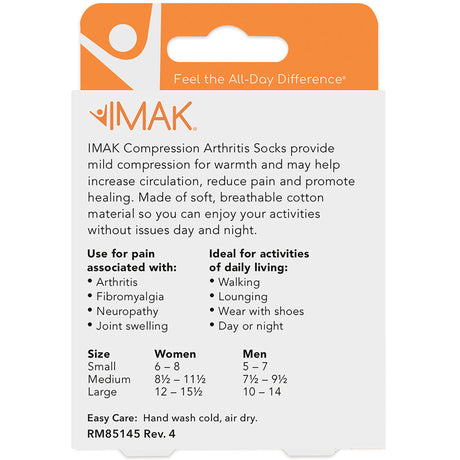 Arthritis Socks IMAK Compression Calf High Small Gray Closed Toe