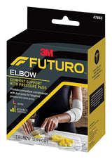 Elbow Support with Pressure Pads 3M™ Futuro™ Large Pull-On / Hook and Loop Strap Closure Sleeve Left or Right Elbow 11 to 12 Inch Elbow Circumference Gray - BeHope
