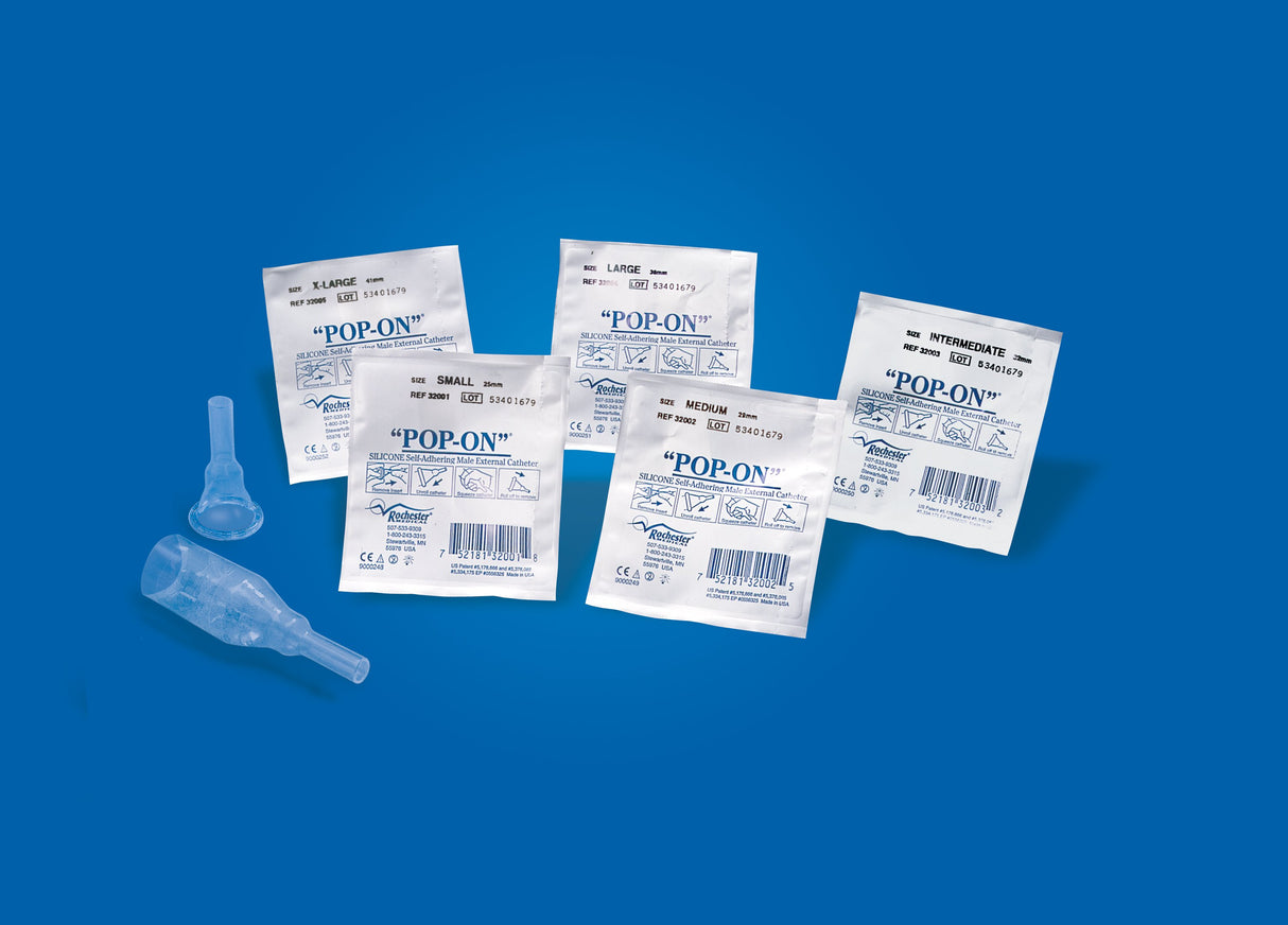 Male External Catheter Pop-On Self-Adhesive Strip Silicone Medium