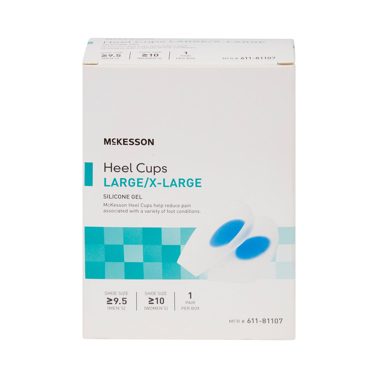 Heel Cup McKesson U-Shaped Silicone Female 10 and up / Male 9-1/2 and up Blue / Clear - BeHope