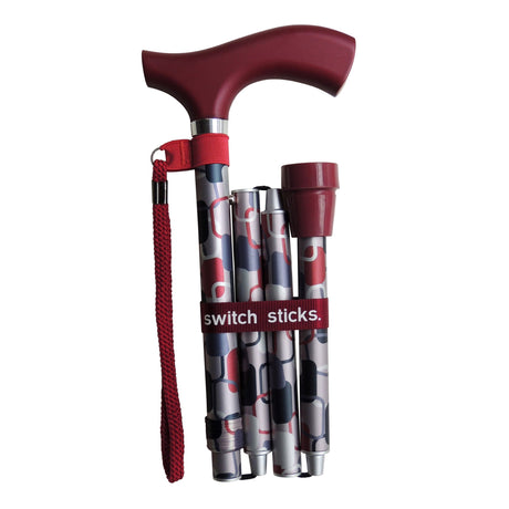 Folding Cane Switch Sticks® Aluminum 32 to 37 Inch Height Berlin Print - BeHope