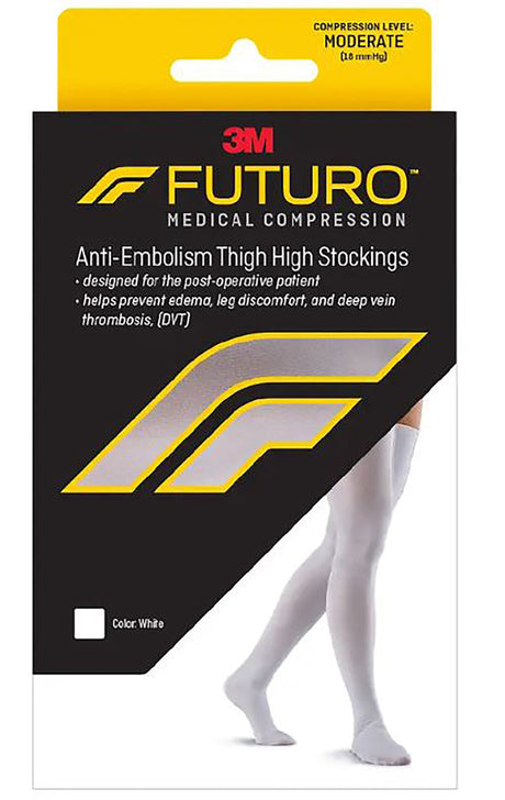Anti-embolism Stocking 3M Futuro Thigh High Medium / Regular White Closed Toe - BeHope