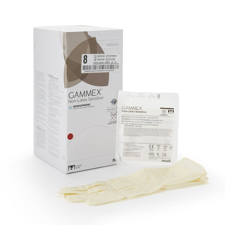 Surgical Glove GAMMEX® Non-Latex Sensitive Size 8 Sterile Polychloroprene Standard Cuff Length Micro-Textured Cream Chemo Tested - BeHope
