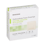 Foam Dressing McKesson 4 X 4 Inch With Border Film Backing Silicone Gel Adhesive Square Sterile