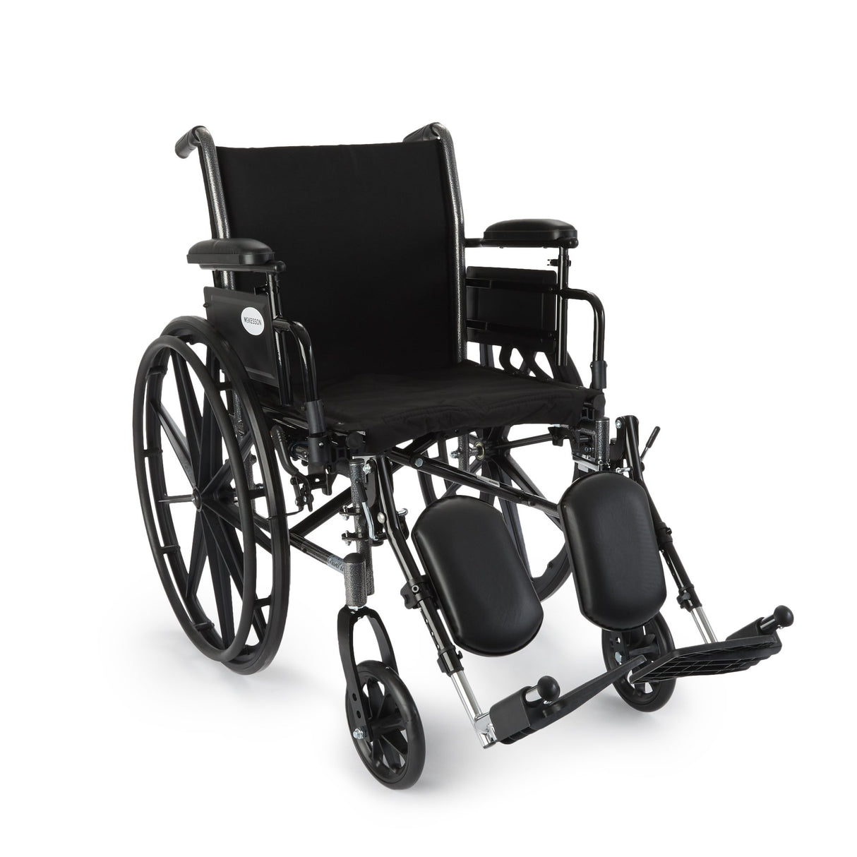Lightweight Wheelchair McKesson Dual Axle Desk Length Arm Elevating Legrest Black Upholstery 18 Inch Seat Width Adult 300 lbs. Weight Capacity - BeHope