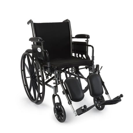 Lightweight Wheelchair McKesson Dual Axle Desk Length Arm Elevating Legrest Black Upholstery 18 Inch Seat Width Adult 300 lbs. Weight Capacity - BeHope