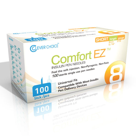 Standard Insulin Pen Needle Comfort EZ™ 31 Gauge 8 mm Length NonSafety - BeHope