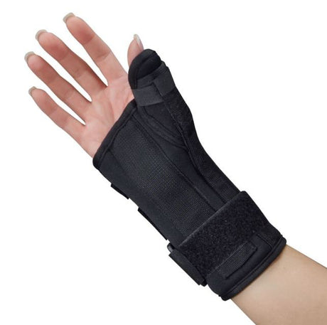 Wrist Brace with Thumb Spica Polyester Foam / Nylon / Tricot Right Hand Black Medium - BeHope