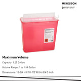 Sharps Container McKesson Prevent Translucent Red Base 10-3/4 H X 10-1/2 W X 4-3/4 D Inch Horizontal Entry 1.25 Gallon