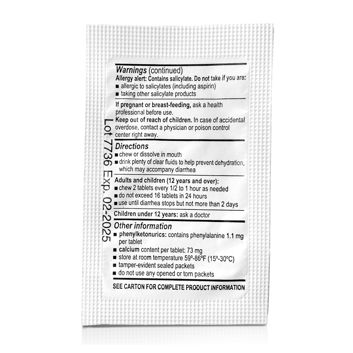 Anti-Diarrheal McKesson Brand 262 mg Strength Tablet 100 per Box - BeHope