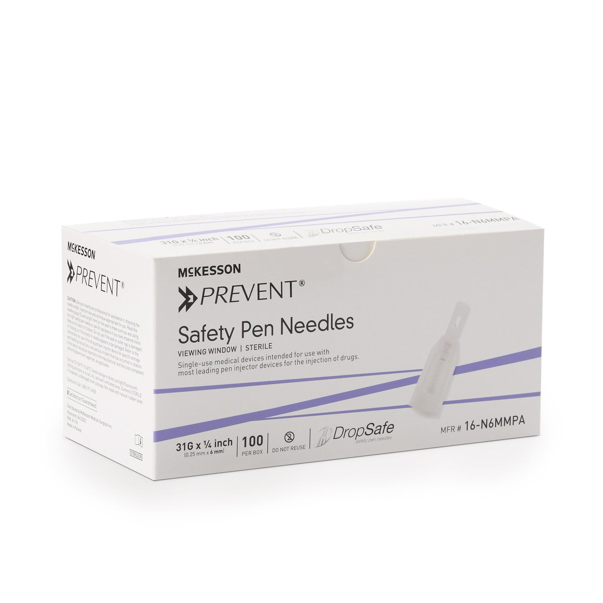 Safety Insulin Pen Needle McKesson Prevent® 31 Gauge 6 mm Length Automatic Safety Without Back-End Shield - BeHope