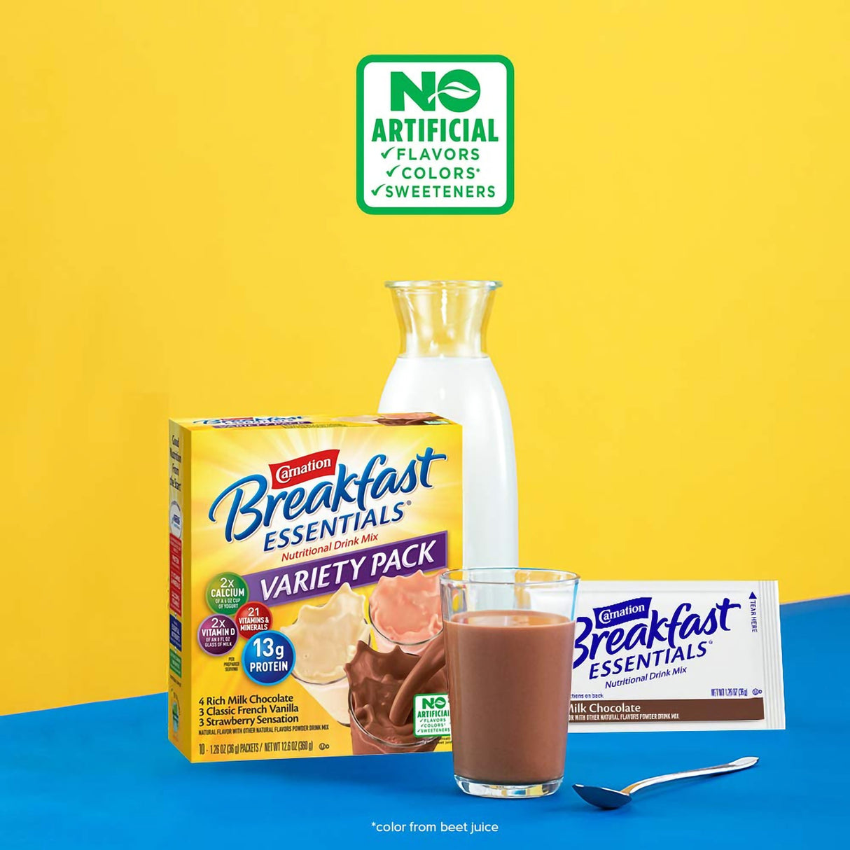 Oral Supplement Carnation Breakfast Essentials® Rich Milk Chocolate / Classic French Vanilla / Strawberry Sensation Flavor Powder 1.26 oz. Individual Packet - BeHope