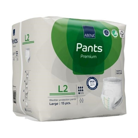 Unisex Adult Absorbent Underwear Abena® Premium Pants L2 Pull On with Tear Away Seams Large Disposable Heavy Absorbency - BeHope