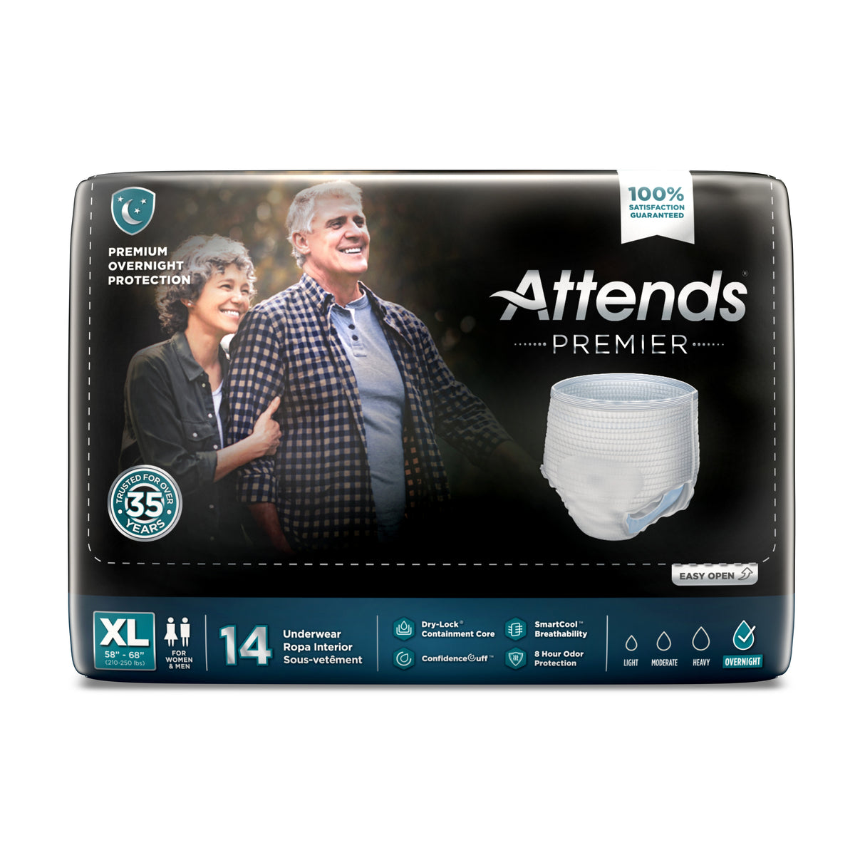 Unisex Adult Absorbent Underwear Attends Premier Pull On with Tear Away Seams X-Large Disposable Heavy Absorbency