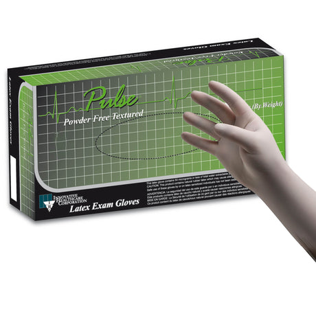Exam Glove Pulse 151 Series Medium NonSterile Latex Standard Cuff Length Fully Textured White Not Rated - BeHope