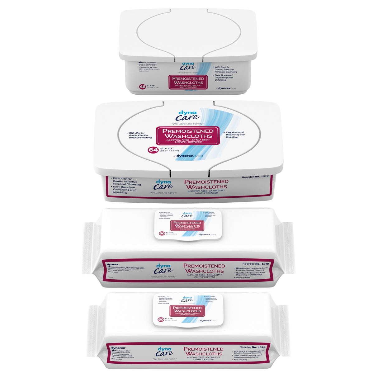 Personal Cleansing Wipe Dynarex Soft Pack Unscented 64 Count