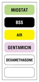 Pre-Printed Label UAL Anesthesia Label Multicolored Paper Miostat Bss Air Gentamicin Dexamethasone Black / White Medication Instruction 1/2 X 1-1/2 Inch - BeHope