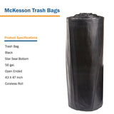 Trash Bag McKesson 56 gal. Black LLDPE 1.5 mil 43 X 47 Inch Star Seal Bottom Coreless Roll