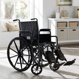 Wheelchair McKesson Dual Axle Desk Length Arm Swing-Away Elevating Legrest Black Upholstery 18 Inch Seat Width Adult 300 lbs. Weight Capacity - BeHope