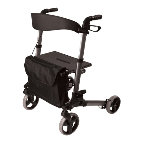 4 Wheel Rollator HealthSmart® Gateway Titanium Gray Adjustable Height / Lightweight / Folding Aluminum Frame - BeHope