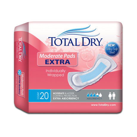 Bladder Control Pad TotalDry™ 11 Inch Length Moderate Absorbency Polymer Core Regular - BeHope